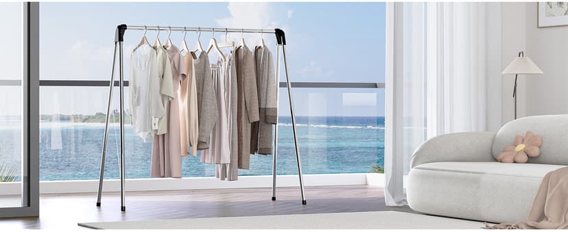 TOOLF Clothes Drying Rack Foldable, Laundry Drying Rack Stainless Steel, Portable Clothes Rack, Drying Rack for Clothing, Indoor Outdoor, Free-Standing, Large Capacity