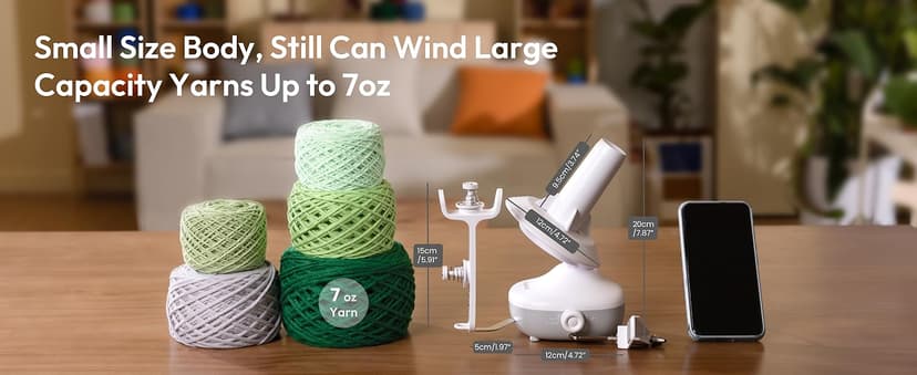 Etcokei Yarn Winder, Electric Yarn Ball Winder for Crocheting, Compact Yarn Cake Winder with Strong Tension Stepless Speed, Automatic Yarn Spinner Wool Winder, Ideal Helper for Knitting Lovers(White)