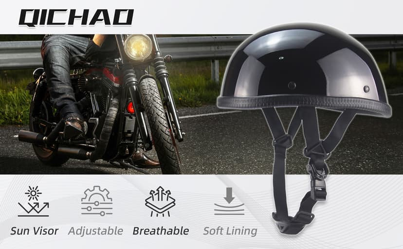 Retro Style Motorcycle Half Helmet - Classic Design Half Motorcycle Helmet, DOT Certified