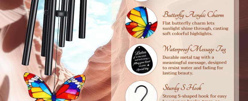 60th Birthday Gifts for Women, 60th Birthday Gifts, 60 Year Old Gift for Woman, Happy 60 Bday Decorations for Women Men, Presents for 60 Year Old Woman Grandma, Mom, Wind Chimes B0G2B9WNXT