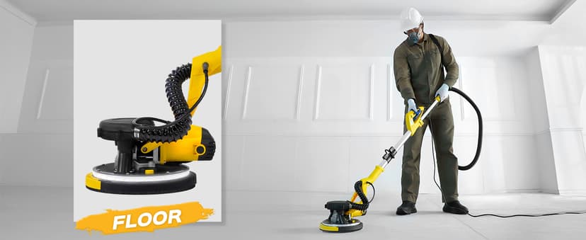 Drywall Sander Tool, KUPERIA 8.5 Amp Popcorn Ceiling Removal Tool with 7 Variable Speed 800-1800RPM, Electric Drywall Sander with Extendable Handle, LED Light,6 Basic Sand Paper & 6 Grid Sandpaper