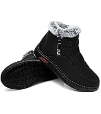 TEMOFON Winter Snow Boots for Women: Waterproof Warm Fur Lined Walking Outdoor Ankle Booties Slip on Snow Shoes Size 5-12