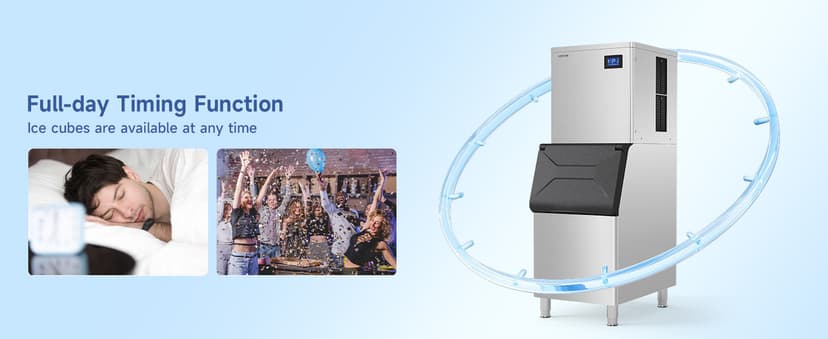 Real Relax Commercial Ice Maker 440 lbs/24H with 330 lb Storage Bin, ETL Approved Commercial Ice Machine with Automatic Self-Cleaning, LCD Display – for Restaurant, Bar, Hotel, Café