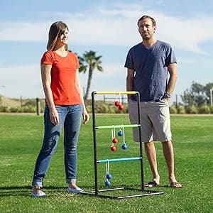 GoSports Ladder Toss Indoor & Outdoor Game Set with 6 Soft Rubber Bolo Balls and Travel Carrying Case - Choose Pro or Classic