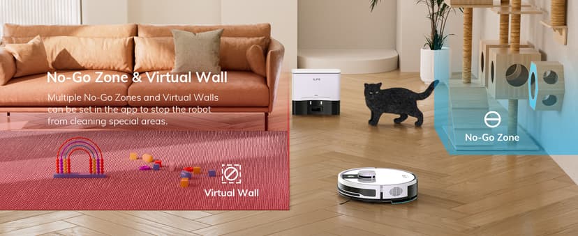 ILIFE A12 Pro Robot Vacuum and Mop Combo, Self Emptying Station for 60 Days, LiDAR Navigation, Home Mapping, No-Go Zones, 2.4G WiFi/App/Alexa/Remote Control, for Hard Floors, 110V