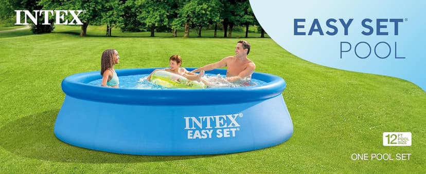 Intex 28131EH Easy Set Inflatable Swimming Pool Set: 12ft x 30in – Includes 530 GPH Cartridge Filter Pump – Puncture-Resistant Material – 1485 Gallon Capacity – 23in Water Depth