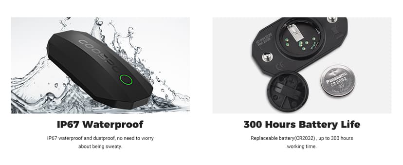 COOSPO Bluetooth Heart Rate Monitor Chest Strap H808S, ANT+ BLE HR Monitor Chest, HRM IP67 Waterproof, 300H Battery Life
