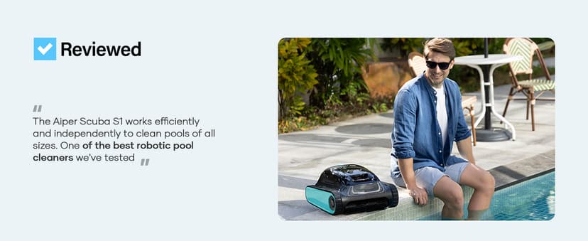 (2025 Upgrade) Aiper Scuba S1 Robotic Pool Cleaner, Wall & Waterline Cleaning, Double Filtration, Extended 180-Min Battery Life, Smart Navigation, App Support, OTA Upgrade