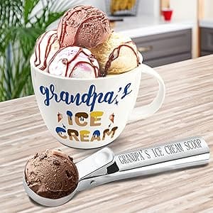 Grandpa Gifts, Grandpa Birthday Gift from Grandkids, Grandpa's Ice Cream Bowl Scoop Shovel Spoon Set, Grandpa’s Ice Cream Gift, Christmas Birthday Grandparents Day Present for Him Man