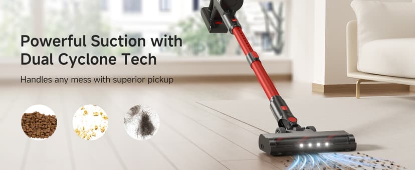 Cordless Vacuum Cleaner, 560W/48KPa/70Mins Vacuum Cleaners for Home,Self-Standing Stick Vacuum with Smart Touch Screen,Rechargeable Lightweight Vacuum for Pet Hair,Carpets, Hard Floors