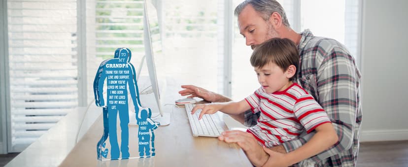 Grandpa Gift from Grandson Christmas Gifts for Granddad, Grandfather Birthday Gifts Idea from Grandson Best Grandpa Ever Gifts to My Grandpa Father's Day Gifts Acrylic Plaque Sign 5.1x3.2in