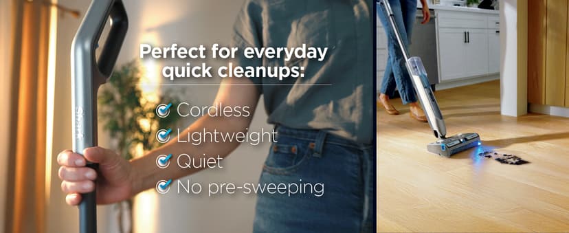 Shark HydroDuo with Dirt-Reveal Technology, Cordless, Everyday Hard Floor Cleaning System, Wet & Dry Debris Pickup, Mops & Scrubs All at Once, Hardwood, Tile, Laminate & Stone, Stone Metallic, WW201