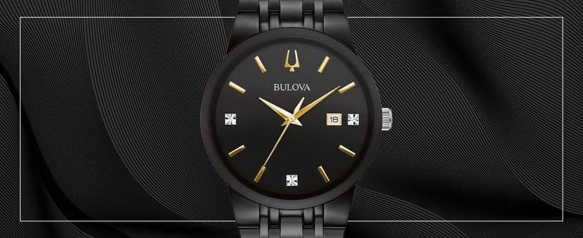 Bulova Men's Modern Gold Tone Stainless Steel 3-Hand Calendar Date Quartz Watch, Diamond Dial