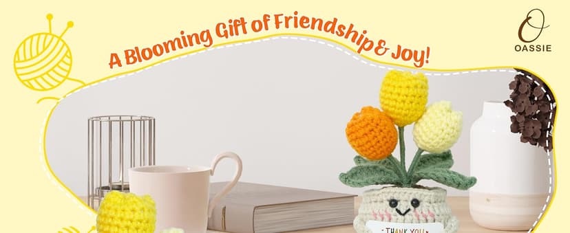 OASSIE Christmas Thank You Gifts for Women Friends - Thank You for Being A Friend Emotional Support Crochet Tulip with Card - Birthday Gifts for Women Friendship, Friend Gift for Coworker Sister