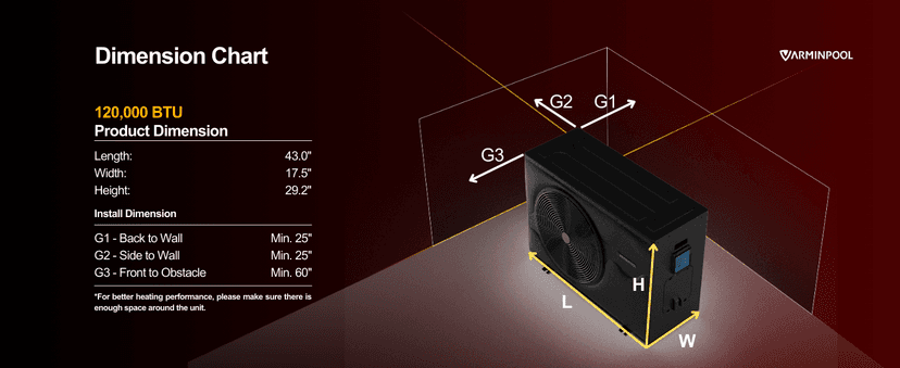 120000BTU Inverter Pool Heat Pump, for 33000 Gallons Inground and Above Ground Pools, WiFi Capable Electric Pool Heater with Timer, Heat and Cool, Energy Efficient, 220V