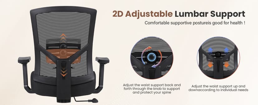 600lbs Big and Tall Office Chair with Adjustable Lumbar Support,Ergonomic Heavy Duty Office Chair for Heavy People,Mesh Desk Chair with Wide Seat for Home