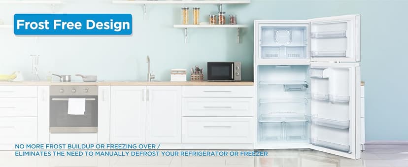 Commercial Cool 18 Cu. Ft. Top Mount Refrigerator with Freezer, 2-Door Refrigerator with Top Freezer and Adjustable Temperature Control, Ice Maker Ready, Energy Star Certified, White