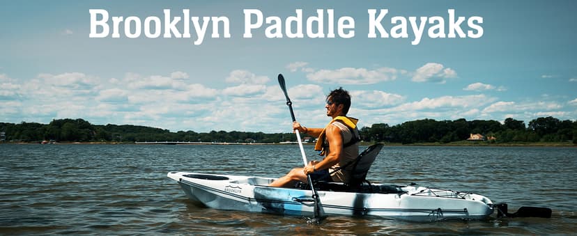 Brooklyn 12.5 Tandem Sit-On-Top Fishing Kayak by BKC, 2–3 Person Kayak with Padded Seats, Paddles, 6 Rod Holders, 600 lb Capacity, Motor-Ready