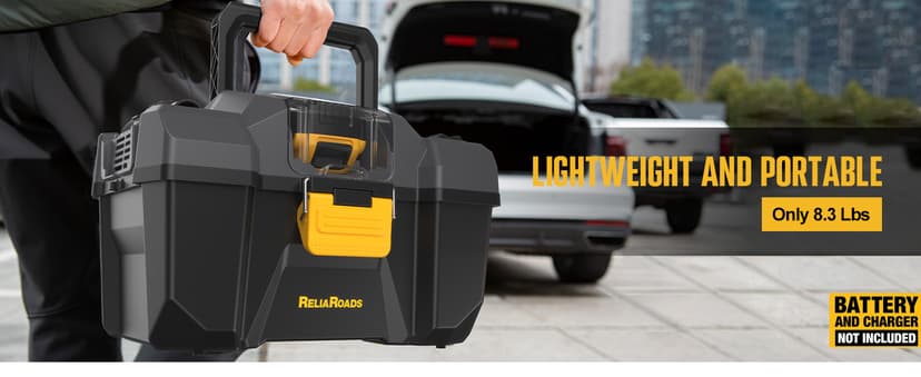 20V Cordless Vacuum Cleaner-Wet/Dry Shop Vac,2.6 Gallon Capacity,Compatible with DeWALT Batteries (Bare Tool - No Battery & No Charger),Ideal for Cleaning Car,Home Spaces,and Workshops RCSV-20