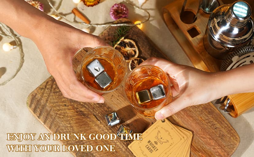 Anniversary Oaksea Gifts for Men Him Husband, Stainless Steel Engraved Whiskey Stones Glasses Set Gift, Gift for Birthday Wedding for Boyfriend Fiance, Cool Burbon Scotch Set Gifts