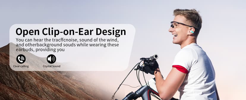 Clip On Earbuds, Bluetooth 5.3 Lightweight Comfort Bone Conduction Open Ear Headphones with LED Digital Display Charging Case Sport Built-in Mic IPX7 Waterproof for Running Fitness Android,Light Blue1