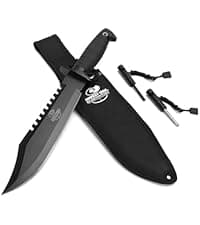 Mossy Oak Survival Hunting Knife with Sheath, 15-inch Fixed Blade Tactical Bowie Knife with Sharpener & Fire Starter for Camping, Outdoor, Bushcraft