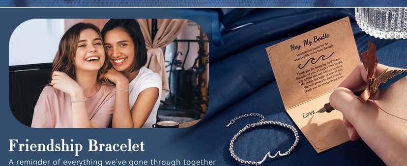 Tarsus Gift for Friends, The Waves of Life We've Through Together, Woman Friendship Gifts Idea, Wave Bracelet for Best Friend Bestie Soul Sister Birthday Gifts For Her