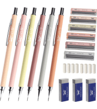 Mr. Pen- Metal Mechanical Pencil Set with Lead and Eraser Refills, 5 Sizes, 0.3, 0.5, 0.7, 0.9, 2mm, Drafting, Sketching, Architecture, Drawing Metal Mechanical Pencils