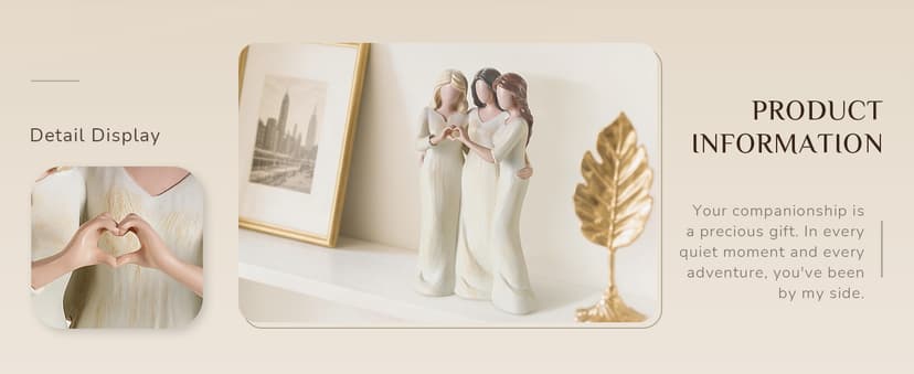 Storieme Storieme Friend Birthday Gifts for Women: Unique 3 Sisters Friendship Resin Figurines Statue - Sister Gift from Sisters - Special Christmas Friendship Day Present for Besties Female