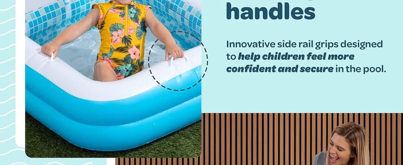 Inflatable Baby Pool for Toddlers 1-3, Handles, Soft Floor & Drain, 34"x10" Kiddie Pool, Blow Up Bathtub & Ball Pit, Summer Outside Kid Water Toy Outdoor Play First Birthday Gift for Boys Ages 1 2 3