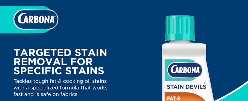 Carbona Stain Devils® #5 | Fat & Cooking Oil | Professional Strength Laundry Stain Remover | Multi-Fabric Cleaner | Safe Formula | 1.7 Fl Oz, 1 Pack