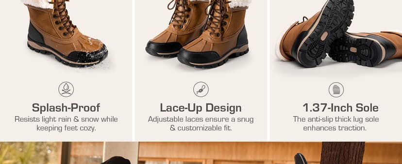 DREAM PAIRS Snow Boots for Women Waterproof Mid Calf Lace Up Duck Boots Warm Faux Fur FuzzyGo Bold Winter Boots for Outdoor