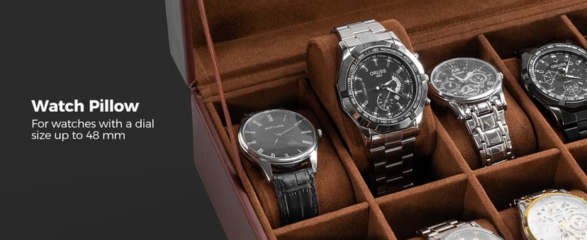 ProCase ProCase Watch Box Organizer, 12 Slot Watch Display Case With Glass Lid, Watch Storage Holder Mens Watch Case, Anniversary Birthday Valentine Gifts for Men Women -12 Slot, Brown