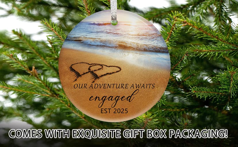Wedding Gifts Engagement Gifts for Couples 2025 First Christmas Engaged Ornament 2025 Just Engaged Bachelorette Gift Happy Engagement Gift for Newly Engageds Couples Bride to be Her Women Fiance(1)