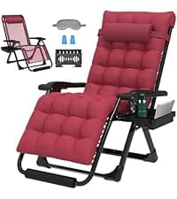 ZENPETIO Oversized Zero Gravity Chair, 33In XXL Zero Gravity Recliner Lounge Chair, Anti Gravity Chair for Indoor and Outdoor, Reclining Camping Chair for Lawn and Patio w/Cushion and Footrest, 500LBS