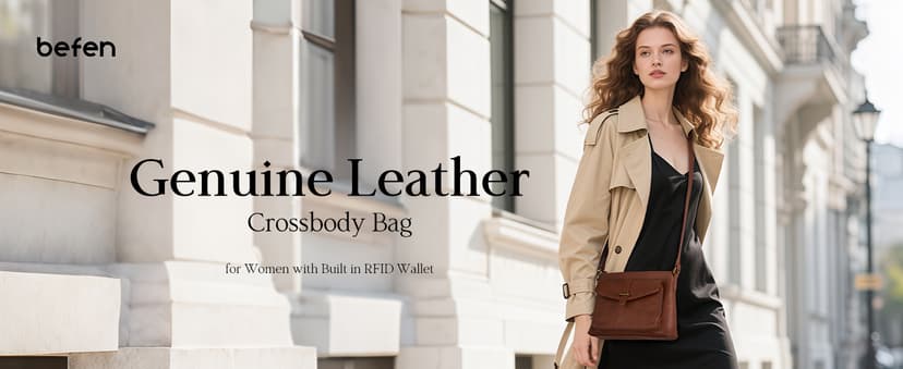 befen Genuine Leather Crossbody Bags for Women Soft Small Leather Purse with Built in RFID Wallet Trendy Shoulder Handbags