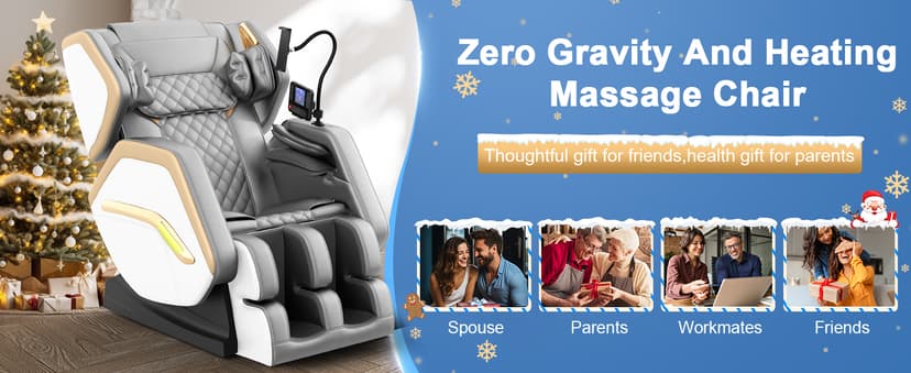 Massage Chair Full Body, Zero Gravity Massage Chair 2026 for Back Fatigue with 10 Fixed Rollers, Heating, Airbags, Phone Controller, Bluetooth Speaker, Nightlights for Living Room, Bedroom