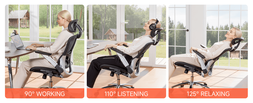 GTPLAYER Big and Tall Ergonomic Mesh Office Chair, High Back Home Desk Chair Computer Gaming Chair with Headrest, Flip-Up Arms, 90-125° Tilt Lock and Wide Cushion, Task Chair for Man Woman-Deep Black