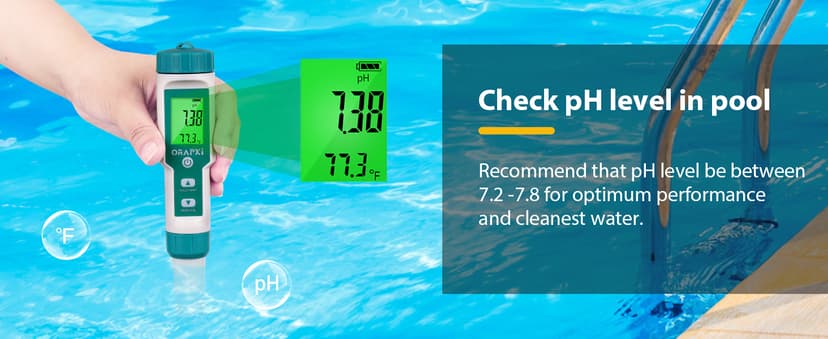 Pool Salt Tester ORAPXI pH and Salt Meter for Saltwater Pool pH and Salinity Digital Tester 5 in 1 Salt Meter for Swimming Pools Hot Tubs and Swim Spas