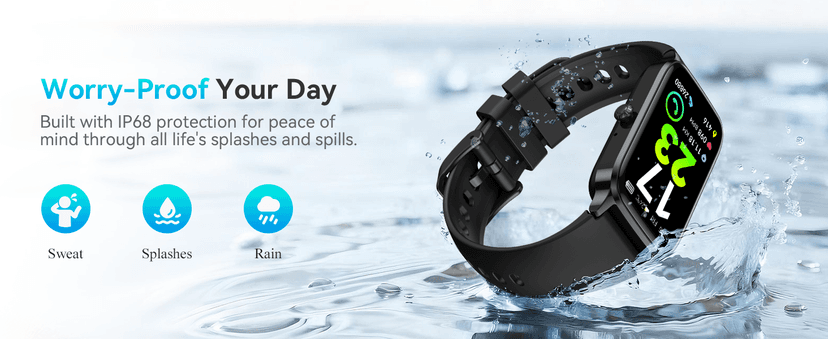 ChronArk Fitness Tracker for Women Men, Activity Smart Watch Compatible with Android iPhone, Step Counter with 110+ Sports, Sleep Monitor, Calorie Counter, IP68 Waterproof (Black, 1.57)