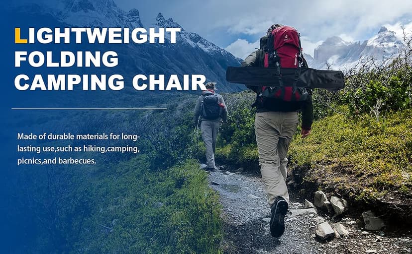 WEIDIORME 2 Pack Lightweight Camping Chairs for Adults & Teens, 250LBS Capacity Foldable Portable Chairs with Carry Bag, Compact Design for Camping, Beach, Picnics, and Outdoor Events