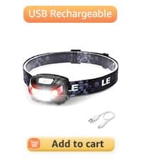 Lepro LED Headlamp Rechargeable - Super Bright Head Lamp with 5 Modes for Camping & Hiking Gear Essentials, IPX4 Waterproof Headlight Flashlight with Red Light, USB Cable Included