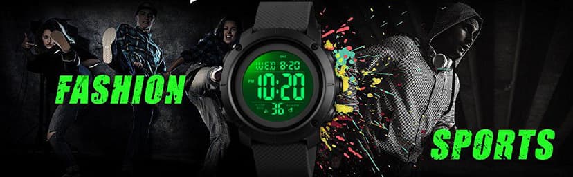 SNE Digital Watch Sports Waterproof Military Back Light Small Watch for Men Black 1426