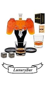 Poker Whiskey Decanter Sets for Men, 27oz Whiskey Decanter Set with Tray, Spout & Stones,Casino Liquor Decanter Dispenser Decanters for Alcohol Tequila Decanter Bourbon Gifts for Men Dad Him Husband