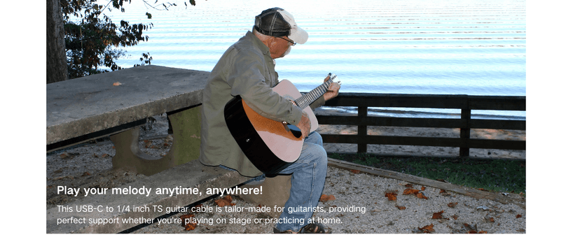 HOSONGIN USB Guitar Cable, Dual USB-C and USB-A Connectors, 16-bit/48kHz High-Fidelity Audio Adapter for Electric Guitar/Bass, Compatible with GarageBand, Audacity, and MacBook, 10 Feet