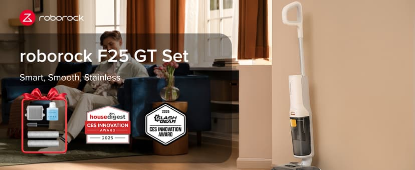 roborock F25 GT Set Wet Dry Vacuum Mop, Wet Dry Vacuum Cleaner Cordless, 20000Pa Floor Cleaner Machine for Tile Hard Floor, 194°F Self Cleaning Mop Combo with 180° Lie-Flat, 2 Extra Roller Brush