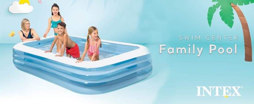 INTEX 58484EP Swim Center Inflatable Family Pool: 277 Gallon Capacity – 120" x 72" x 22" – Blue