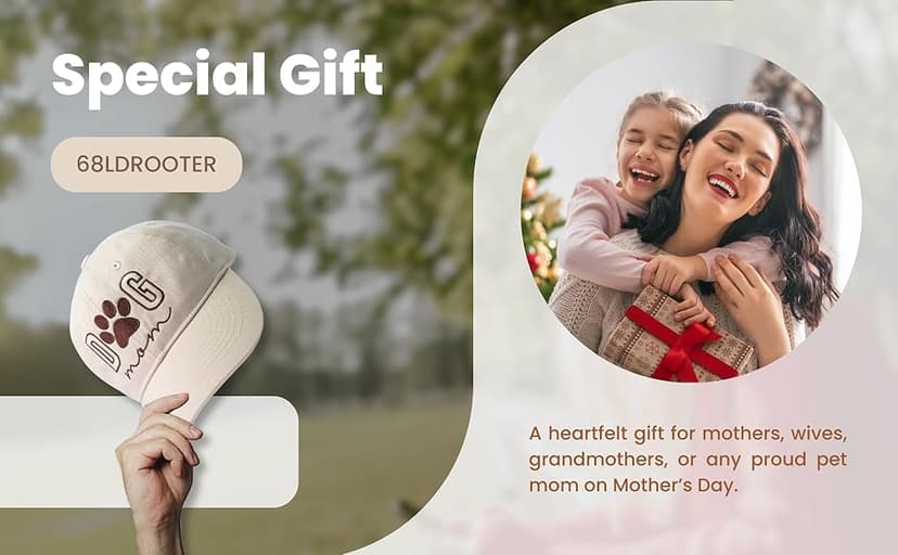 Women's Embroidered Dog Mom Hat Adjustable, Embroidered Baseball Cap for Women, Birthday Gifts for mom Black