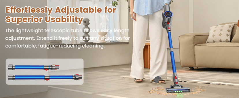 VersLife Z8 Cordless Vacuum Cleaner, 40kPa/500W Power Suction, LED Display, 6-in-1 Lightweight Stick Vacuum with Green LED Light, 6-Stages Filtration, Self-Standing for Pet Hair Hard Floor Carpet