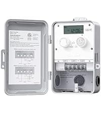 DEWENWILS 24-Hour Mechanical Timer Switch - 120VAC SPST, 2HP 40A, Metal Enclosure, Heavy Duty, Manual Override, Ideal for Pool Pump, Water Heater, Lights and Fans, Weatherproof, ETL Listed, Gray